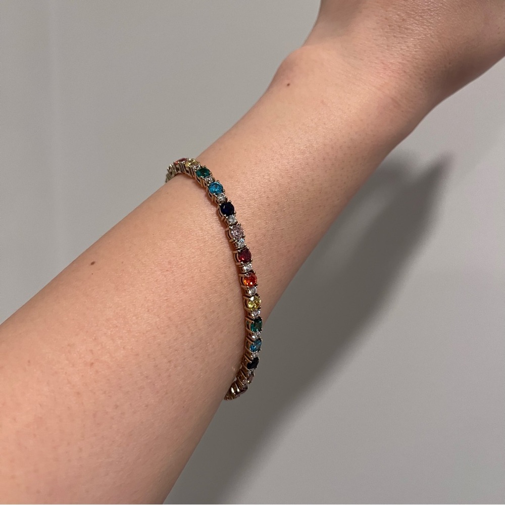 NEW Diamonique Multicolor Rainbow Tennis Bracelet